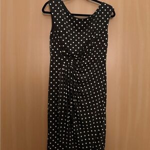dressbarn Black and White Polka Dot Midi Dress
